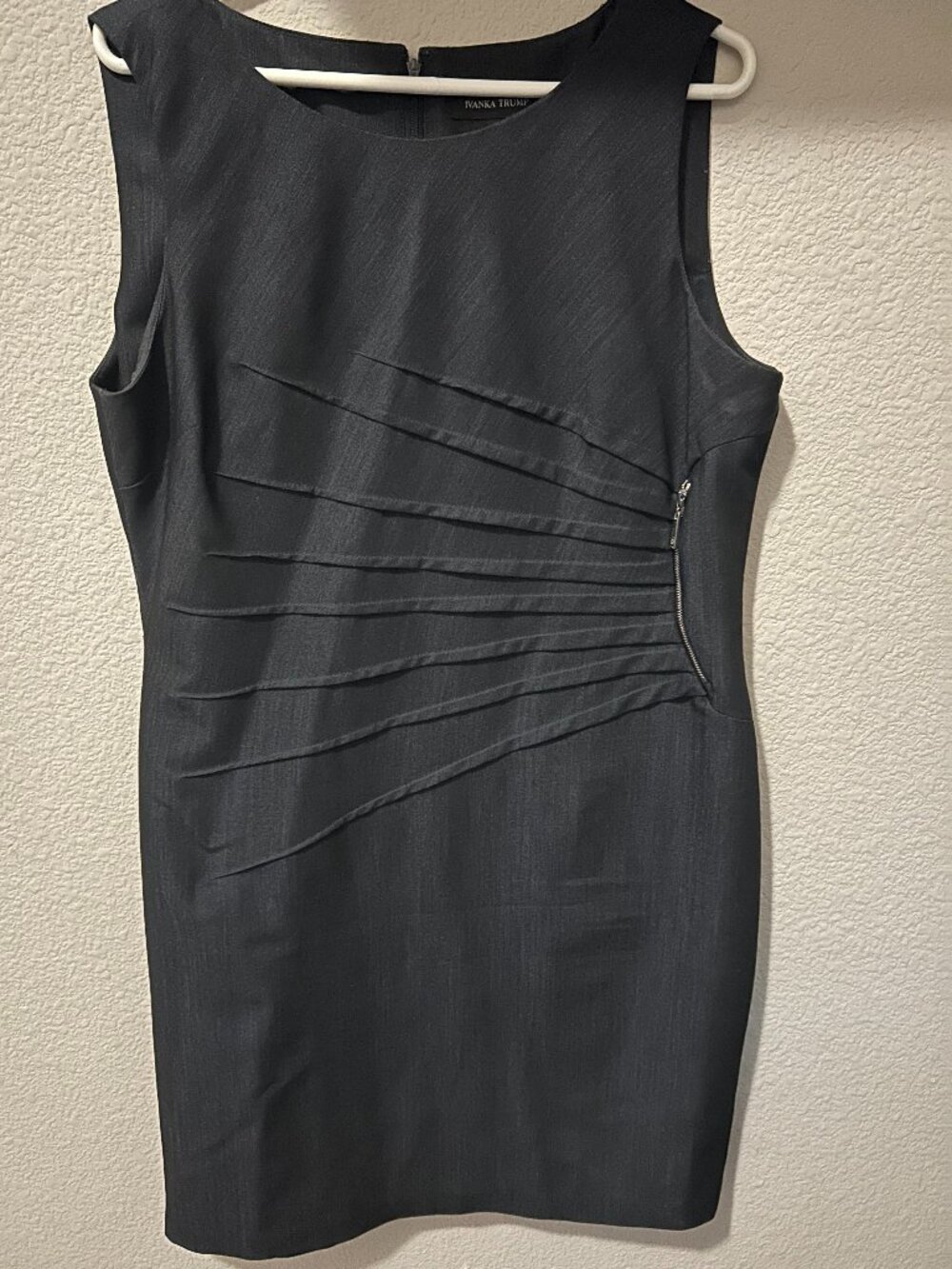 Ivanka Trump Black Slate Pleated Side Zip Sheath Dress – Women's Size 14